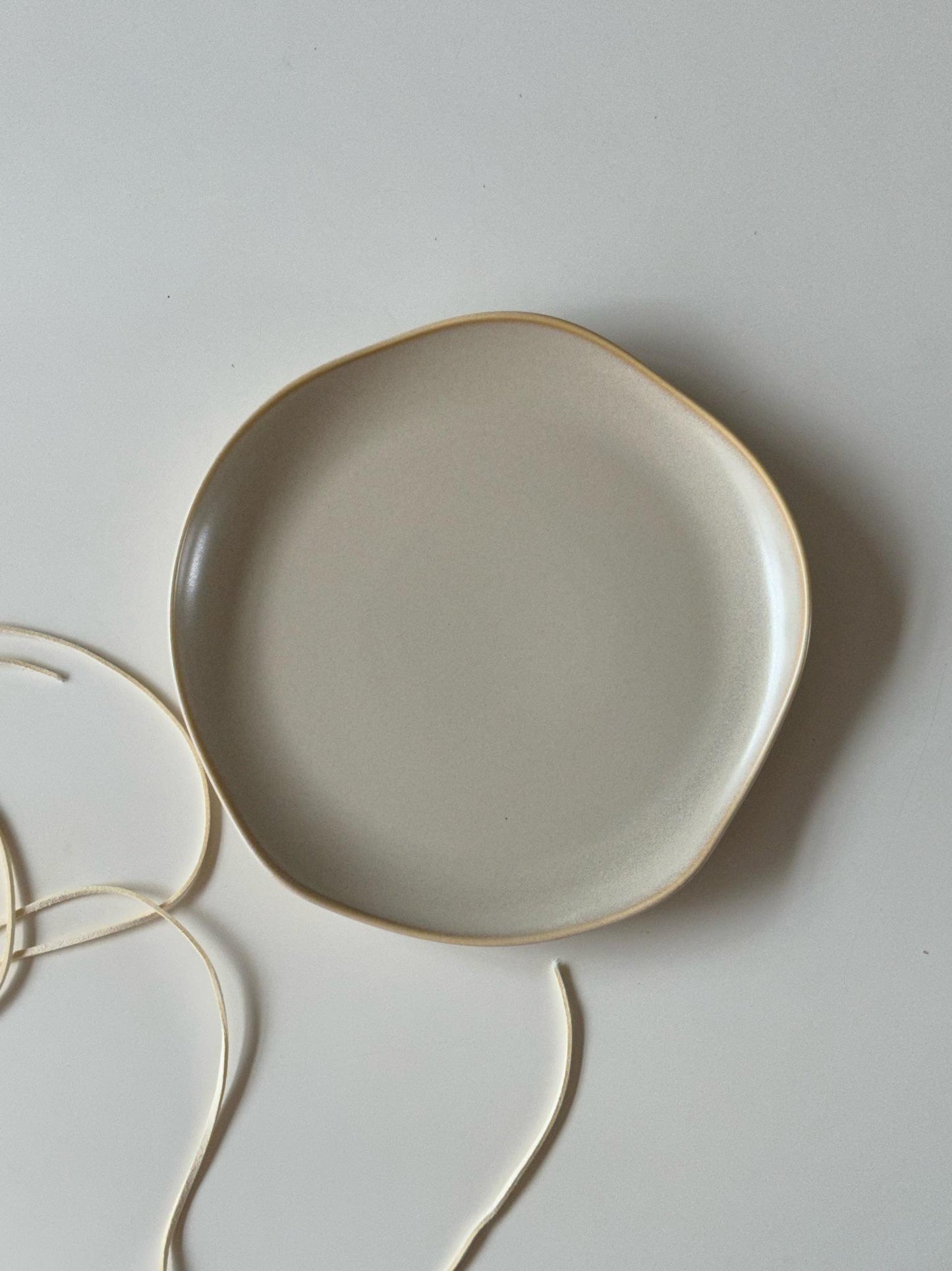 Handcrafted Petal-Shaped Ceramic Plate | Cream Glaze Wabi-Sabi Tableware Made in the UK