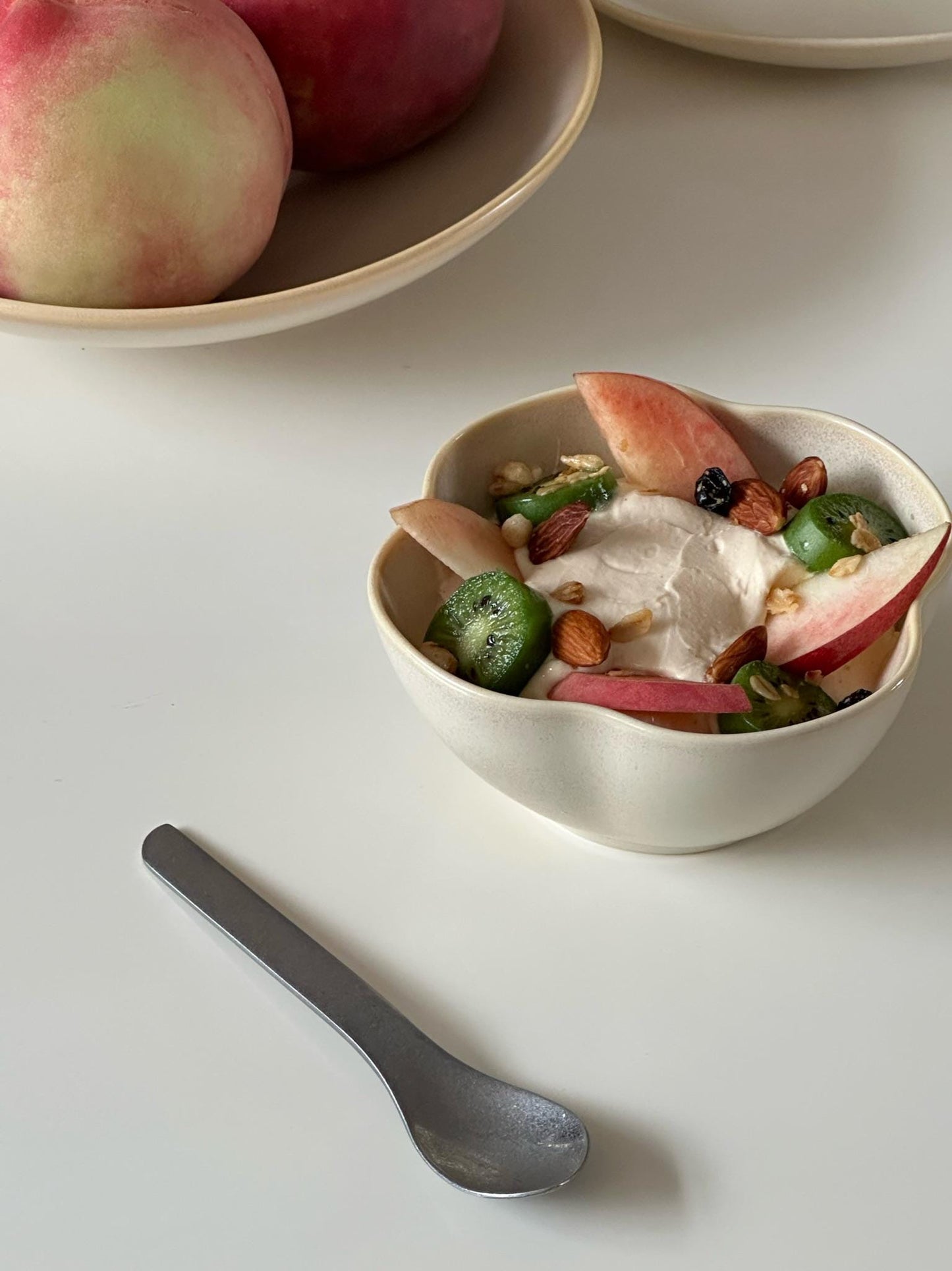 Handcrafted Petal-Shaped Ceramic Bowl | Cream Glaze Wabi-Sabi Tableware Made in the UK