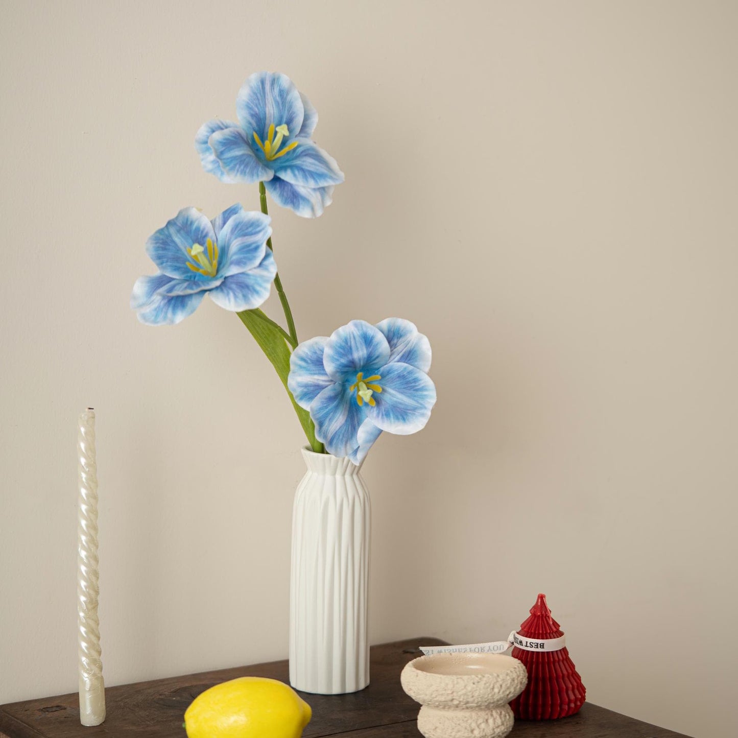 Handcrafted Ceramic Vase | Fluted Column Design | Minimalist Unglazed Pottery from UK | Sustainable Décor for Fresh & Dried Flowers