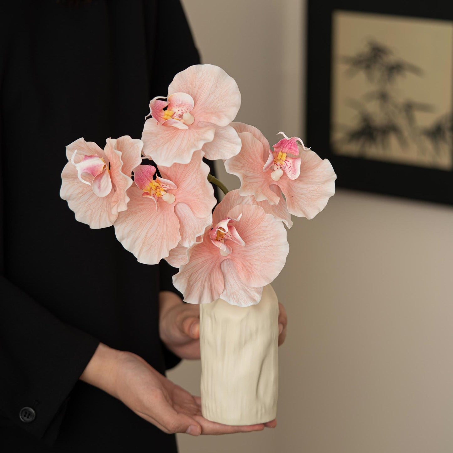 Handcrafted Ceramic Vase with Textured Tree Bark Pattern | Minimalist Cream Glaze Eco-Friendly Home Decor for Dried Flowers