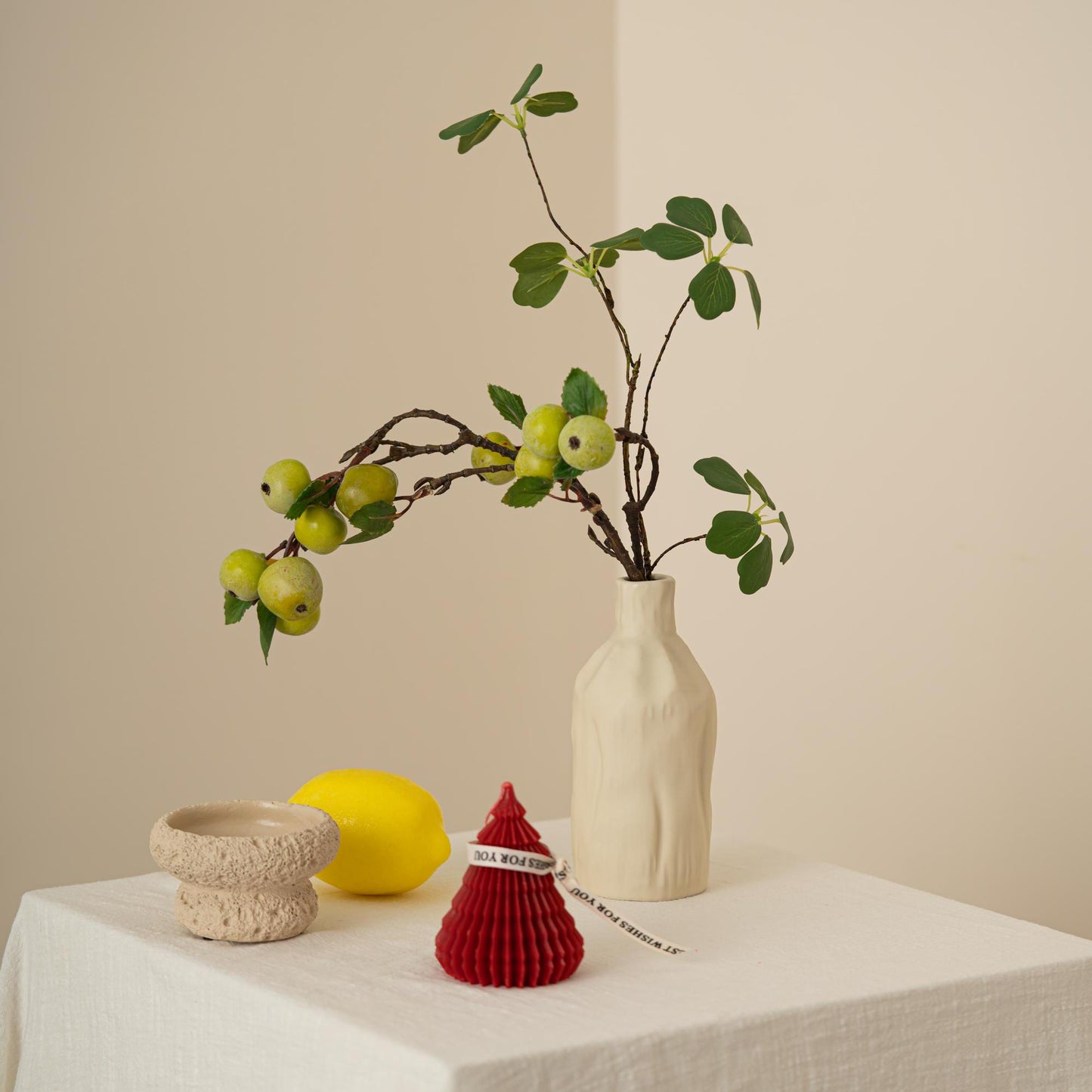 Handcrafted Ceramic Vase with Textured Tree Bark Pattern | Minimalist Cream Glaze Eco-Friendly Home Decor for Dried Flowers
