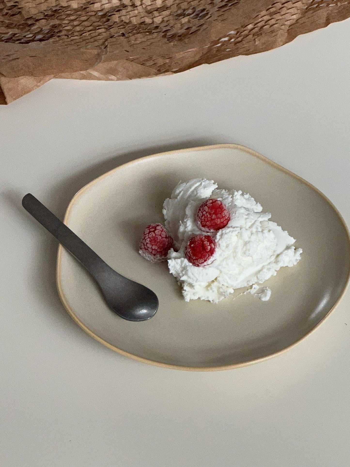 Handcrafted Petal-Shaped Ceramic Plate | Cream Glaze Wabi-Sabi Tableware Made in the UK