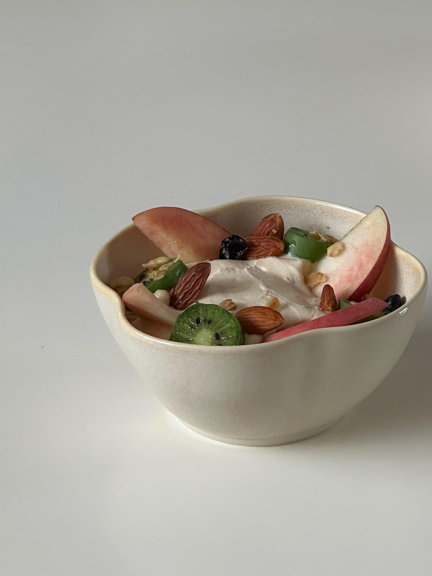 Handcrafted Petal-Shaped Ceramic Bowl | Cream Glaze Wabi-Sabi Tableware Made in the UK
