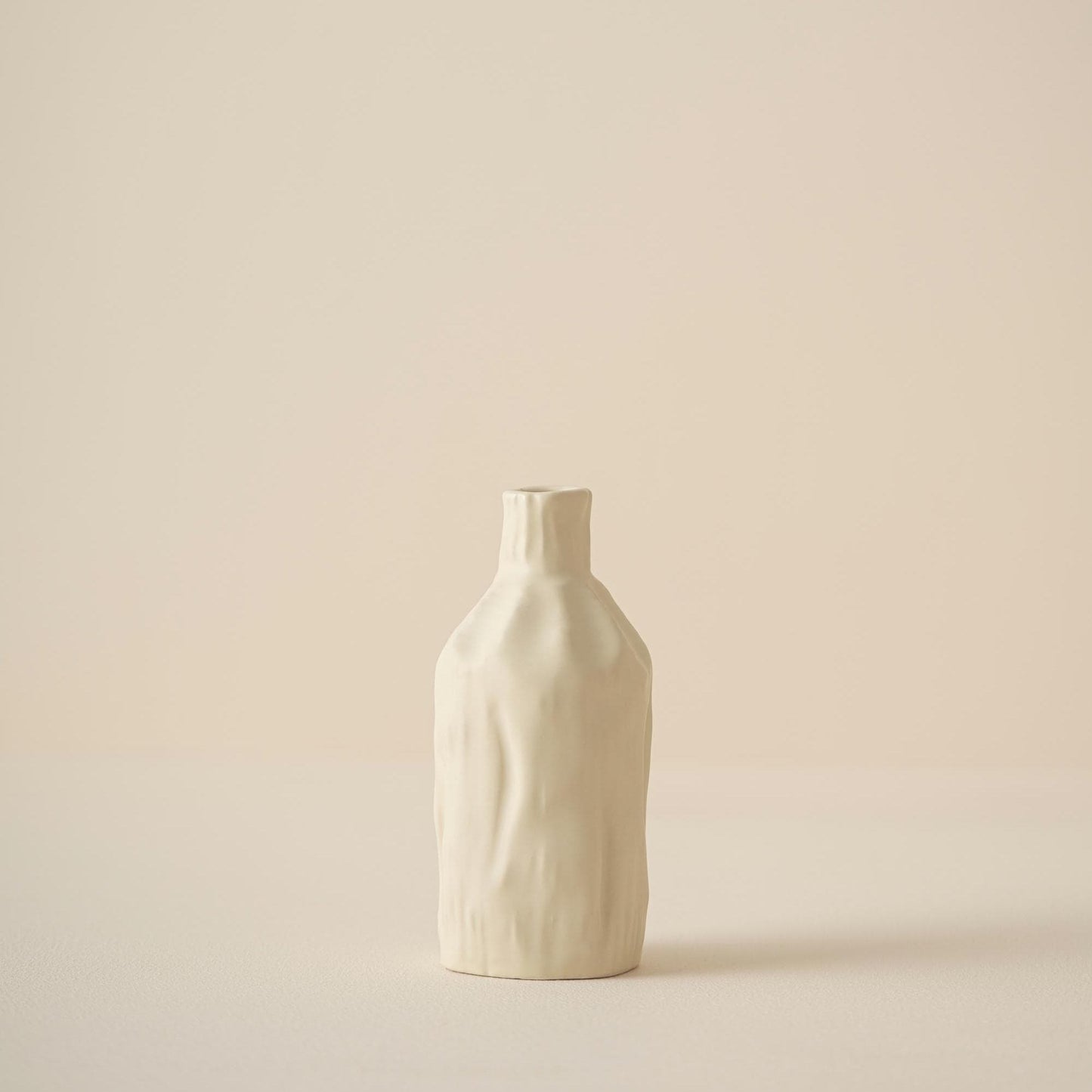 Handcrafted Ceramic Vase with Textured Tree Bark Pattern | Minimalist Cream Glaze Eco-Friendly Home Decor for Dried Flowers