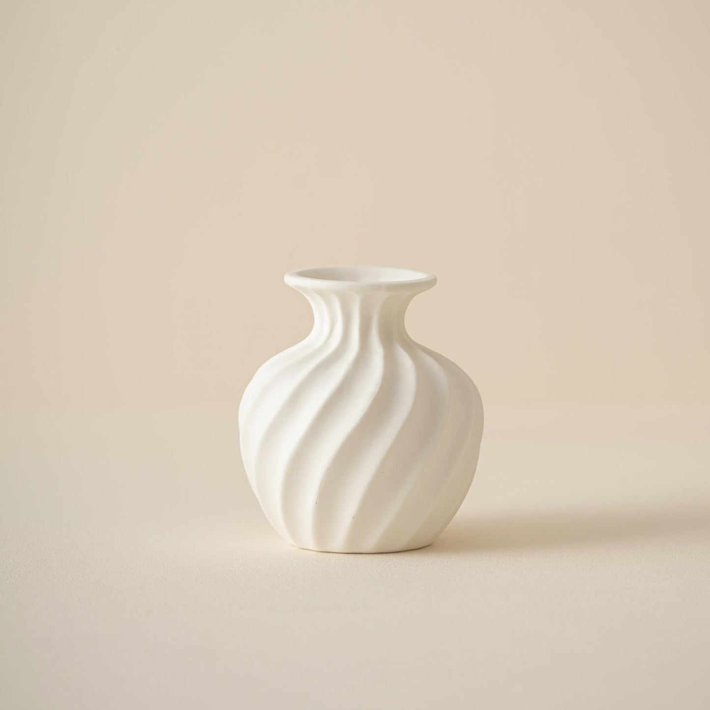 Handmade Ceramic Vase with Swirl Texture | Wabi-Sabi British Pottery | Matte White Home Decor for Fresh & Dried Flowers
