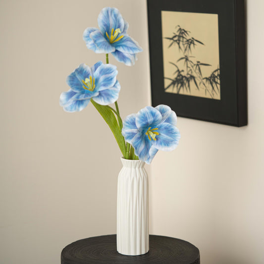 Handcrafted Ceramic Vase | Fluted Column Design | Minimalist Unglazed Pottery from UK | Sustainable Décor for Fresh & Dried Flowers
