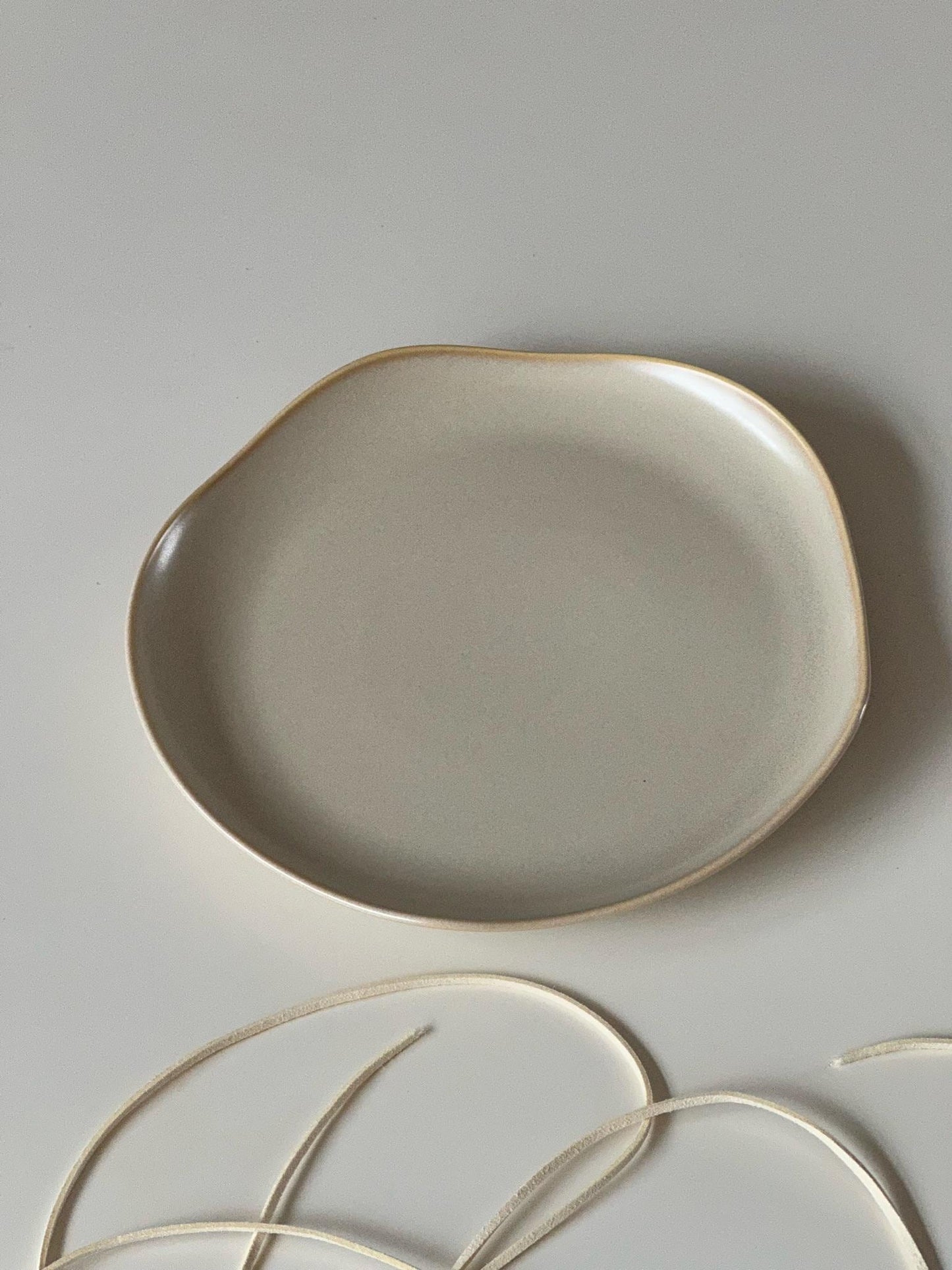 Handcrafted Petal-Shaped Ceramic Plate | Cream Glaze Wabi-Sabi Tableware Made in the UK