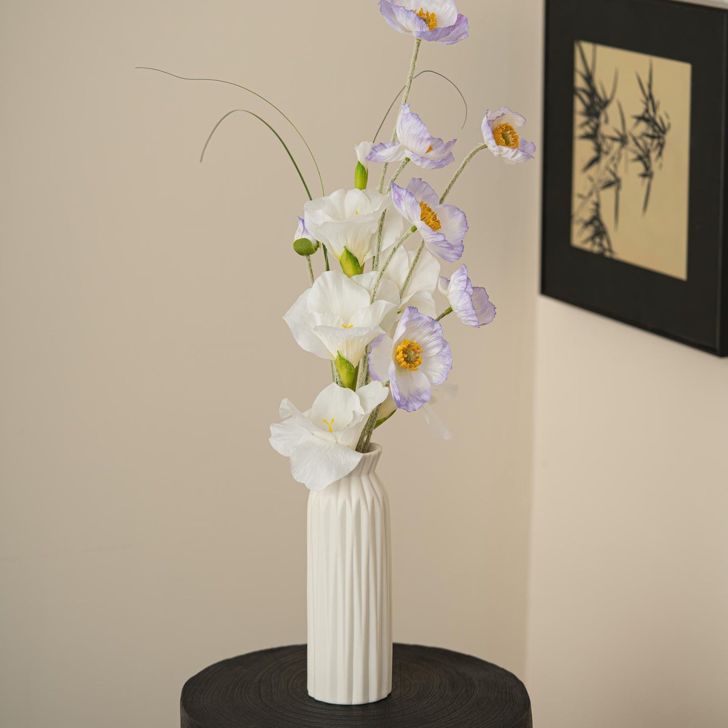 Handcrafted Ceramic Vase | Fluted Column Design | Minimalist Unglazed Pottery from UK | Sustainable Décor for Fresh & Dried Flowers