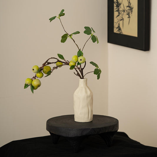 Handcrafted Ceramic Vase with Textured Tree Bark Pattern | Minimalist Cream Glaze Eco-Friendly Home Decor for Dried Flowers