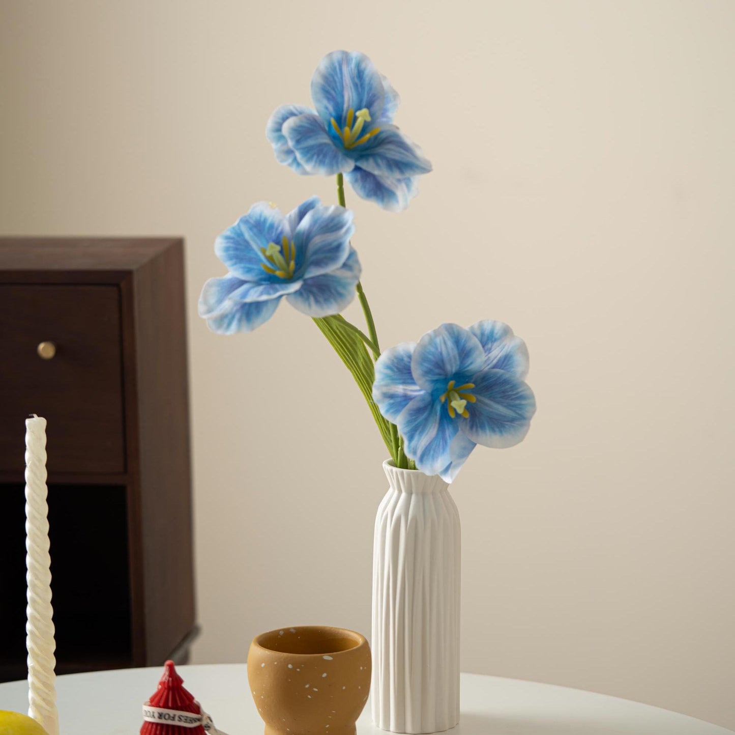 Handcrafted Ceramic Vase | Fluted Column Design | Minimalist Unglazed Pottery from UK | Sustainable Décor for Fresh & Dried Flowers