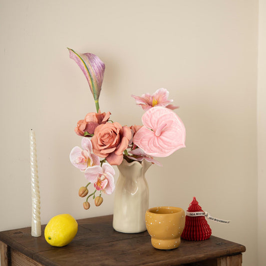 Ruffled Ceramic Vase | Handcrafted Cream Glaze Decor, Eco-Friendly Art Piece for Dried Flowers | Gift-Ready Packaging | Elegant Gift for Her