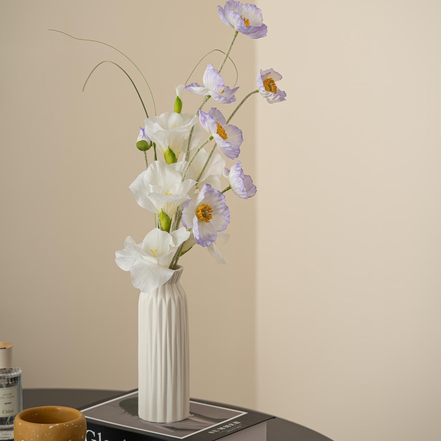 Handcrafted Ceramic Vase | Fluted Column Design | Minimalist Unglazed Pottery from UK | Sustainable Décor for Fresh & Dried Flowers